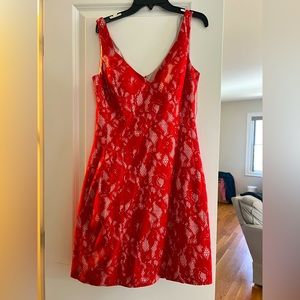 Red lace cocktail dress